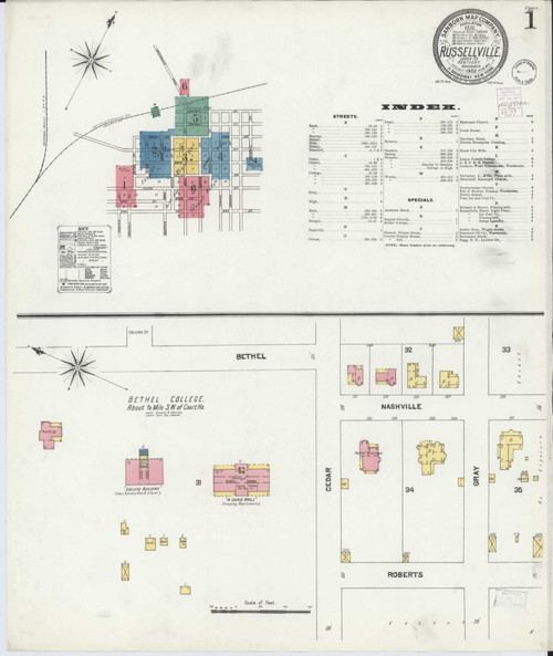 Russellville Kentucky 1902 - Fire Insurance Index - Old Map Reprint