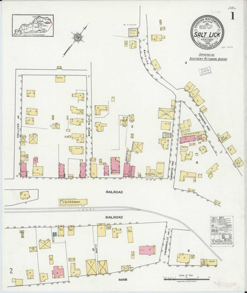 Salt Lick Kentucky 1920 - Fire Insurance Index - Old Map Reprint