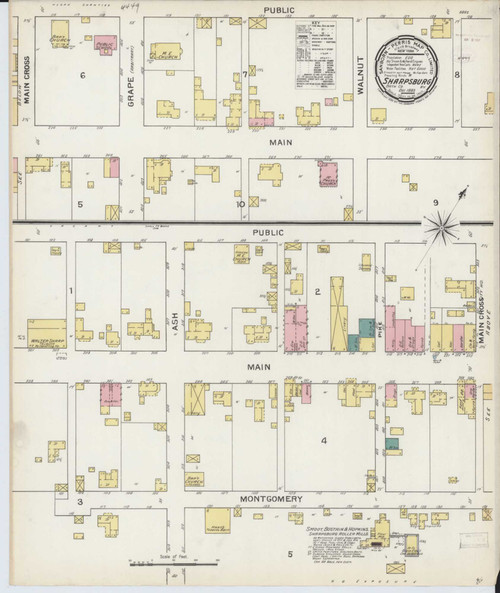 Sharpsburg Kentucky 1893 - Fire Insurance Index - Old Map Reprint