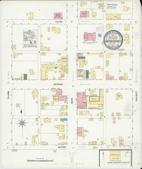 Shepherdsville Kentucky 1909 - Fire Insurance Index - Old Map Reprint