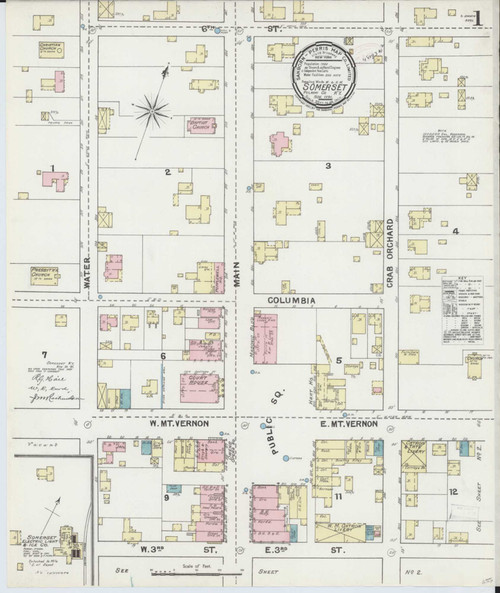 Somerset Kentucky 1891 - Fire Insurance Index - Old Map Reprint