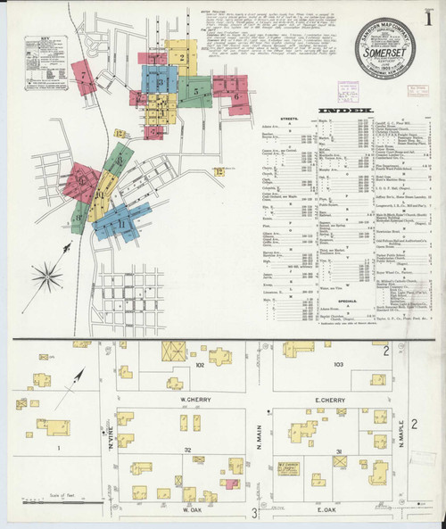Somerset Kentucky 1908 - Fire Insurance Index - Old Map Reprint