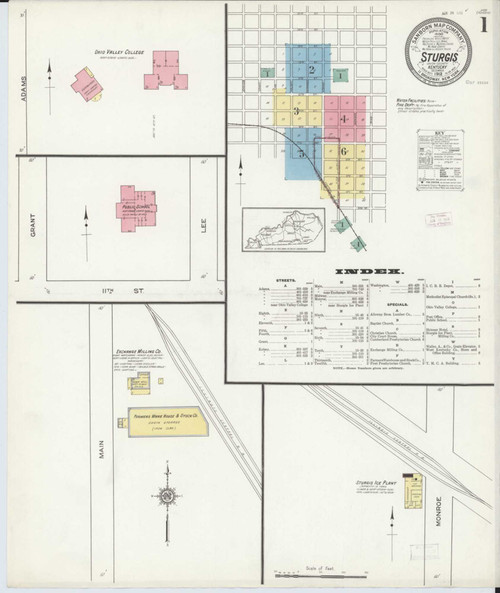 Sturgis Kentucky 1912 - Fire Insurance Index - Old Map Reprint