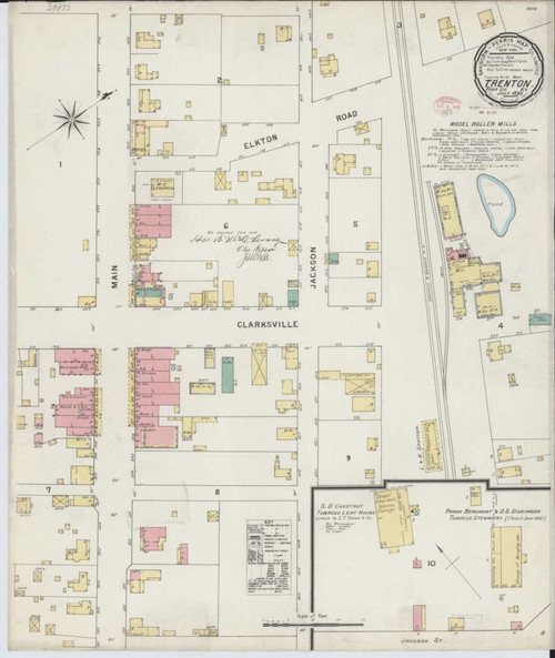 Trenton Kentucky 1895 - Fire Insurance Index - Old Map Reprint