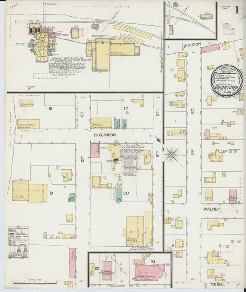 Uniontown Kentucky 1892 - Fire Insurance Index - Old Map Reprint