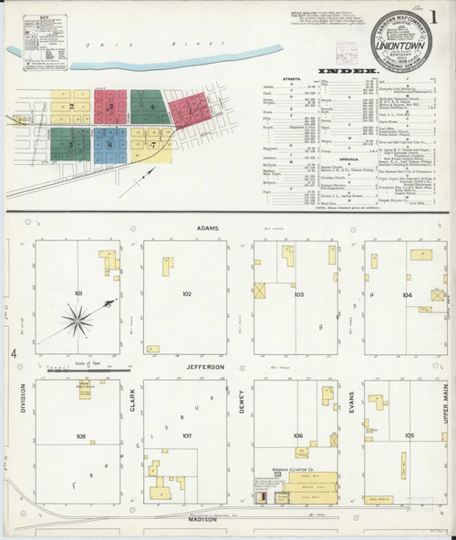 Uniontown Kentucky 1909 - Fire Insurance Index - Old Map Reprint