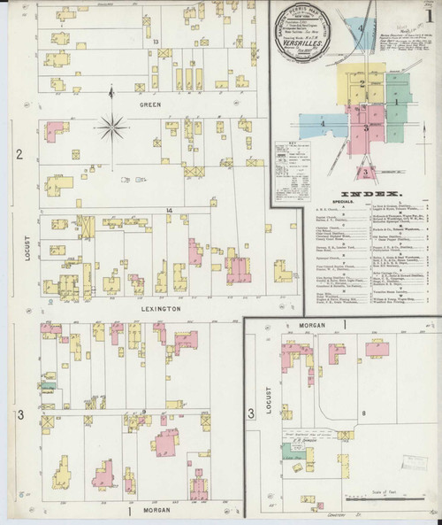 Versailles Kentucky 1897 - Fire Insurance Index - Old Map Reprint
