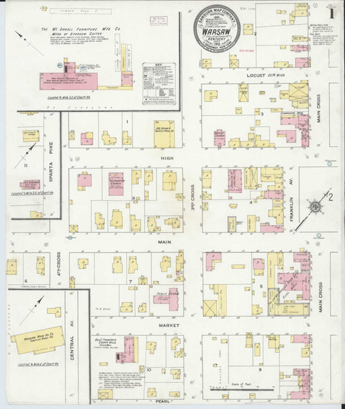 Warsaw Kentucky 1910 - Fire Insurance Index - Old Map Reprint
