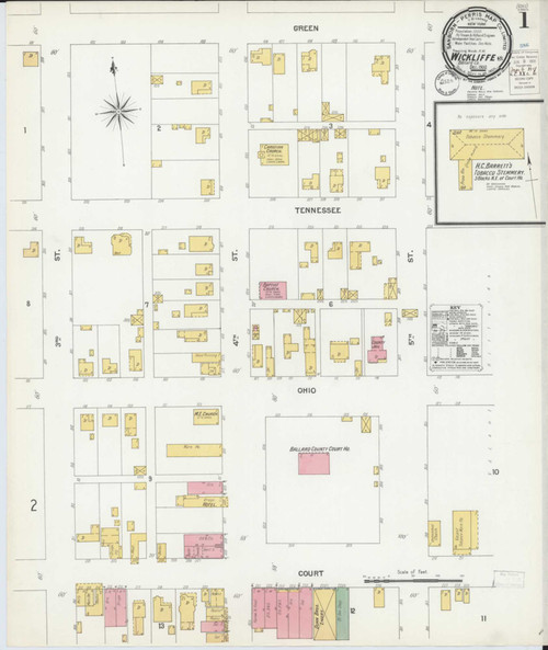 Wickliffe Kentucky 1900 - Fire Insurance Index - Old Map Reprint