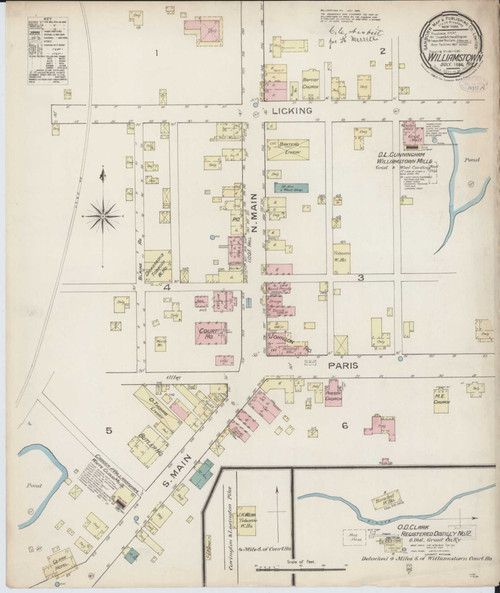 Williamstown Kentucky 1886 - Fire Insurance Index - Old Map Reprint