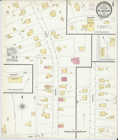 Williamstown Kentucky 1908 - Fire Insurance Index - Old Map Reprint
