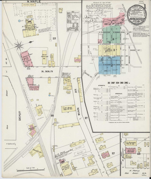 Winchester Kentucky 1890 - Fire Insurance Index - Old Map Reprint