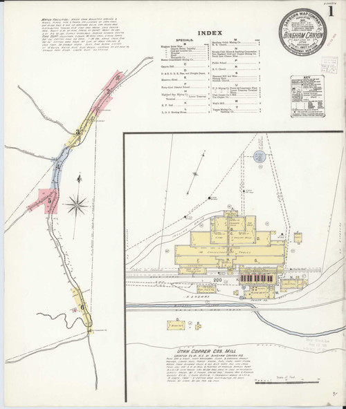 Bingham Canyon Utah 1907 - Fire Insurance Index - Old Map Reprint