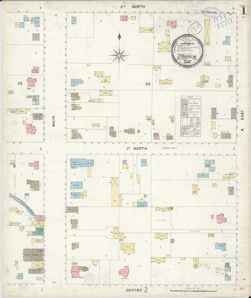 Ephraim Utah 1898 - Fire Insurance Index - Old Map Reprint