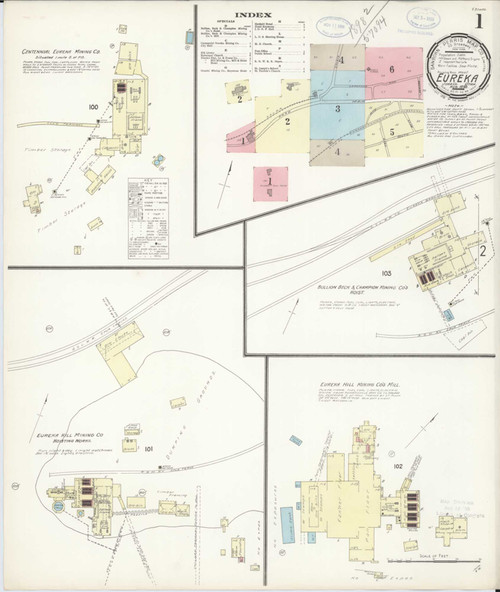 Eureka Utah 1898 - Fire Insurance Index - Old Map Reprint
