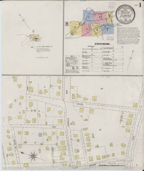 Eureka Utah 1908 - Fire Insurance Index - Old Map Reprint