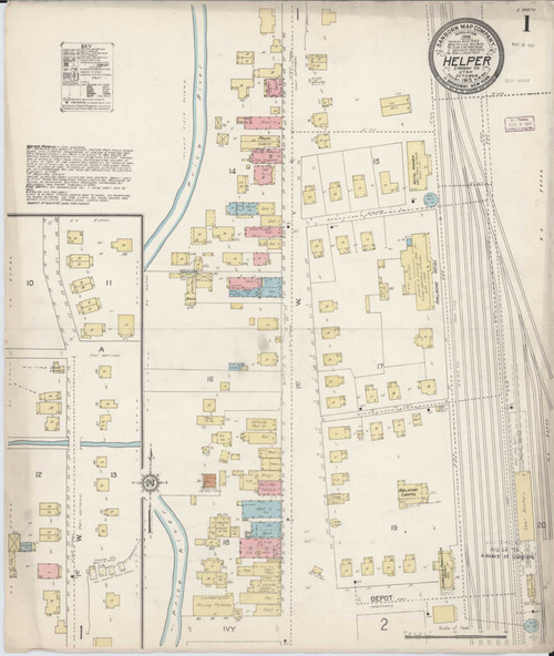 Helper Utah 1913 - Fire Insurance Index - Old Map Reprint