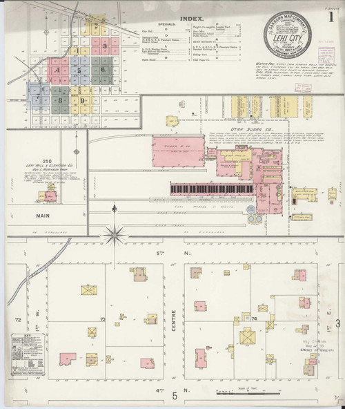 Lehi Utah 1907 - Fire Insurance Index - Old Map Reprint