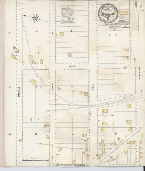 Mammoth Utah 1931 - Fire Insurance Index - Old Map Reprint