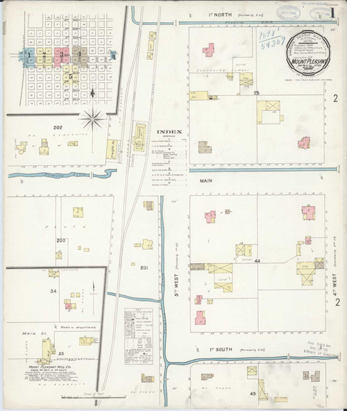 Mount Pleasant Utah 1896 - Fire Insurance Index - Old Map Reprint