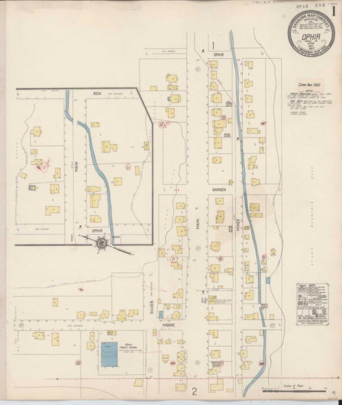 Ophir Utah 1922 - Fire Insurance Index - Old Map Reprint
