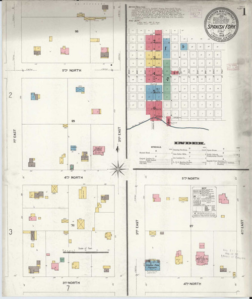 Spanish Fork Utah 1908 - Fire Insurance Index - Old Map Reprint
