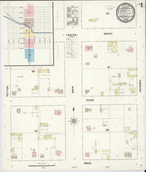 Springville Utah 1890 - Fire Insurance Index - Old Map Reprint