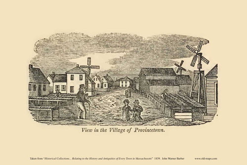 Provincetown Village, Massachusetts 1839 - John Warner Barber Landscape View Reprint