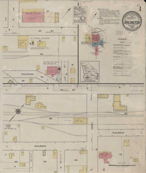 Arlington Georgia 1921 - Fire Insurance Index - Old Map Reprint