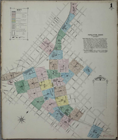 Atlanta Georgia 1886 - Fire Insurance Index - Old Map Reprint