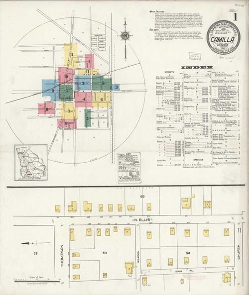 Camilla Georgia 1921 - Fire Insurance Index - Old Map Reprint