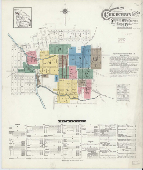 Cedartown Georgia 1915 - Fire Insurance Index - Old Map Reprint