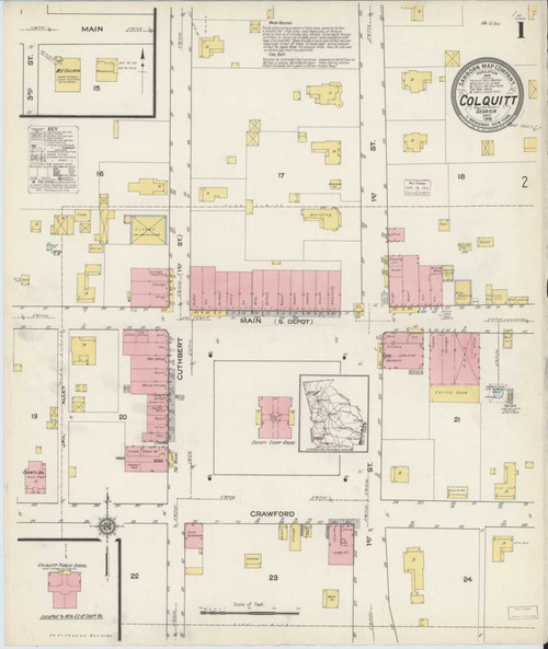 Colquitt Georgia 1915 - Fire Insurance Index - Old Map Reprint
