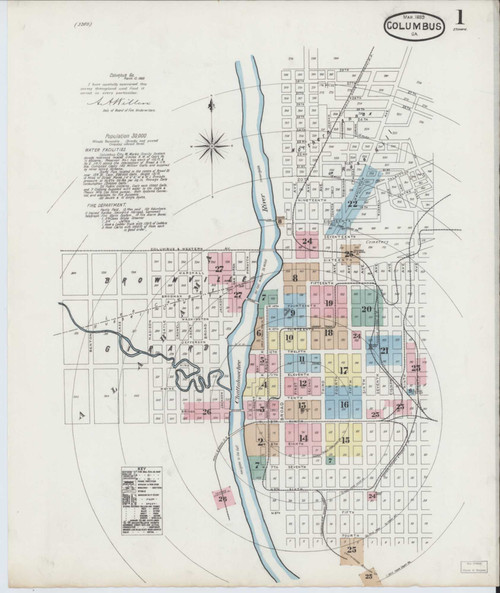 Columbus Georgia 1889 - Fire Insurance Index - Old Map Reprint