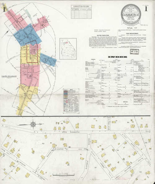 Commerce Georgia 1932 - Fire Insurance Index - Old Map Reprint