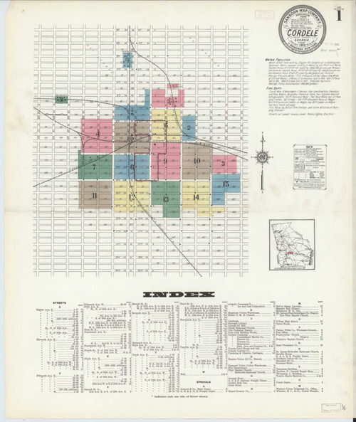 Cordele Georgia 1913 - Fire Insurance Index - Old Map Reprint