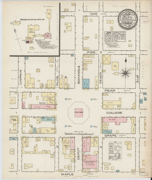Cuthbert Georgia 1885 - Fire Insurance Index - Old Map Reprint