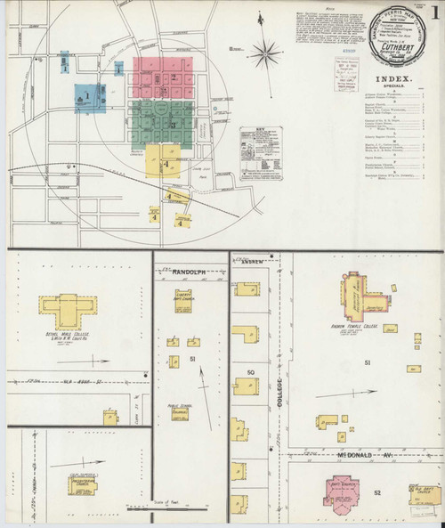 Cuthbert Georgia 1900 - Fire Insurance Index - Old Map Reprint