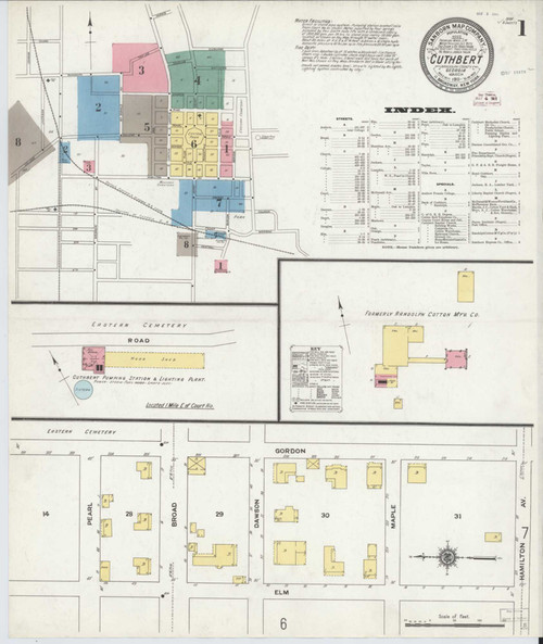 Cuthbert Georgia 1911 - Fire Insurance Index - Old Map Reprint