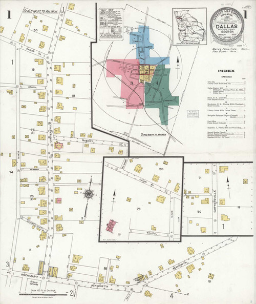 Dallas Georgia 1923 - Fire Insurance Index - Old Map Reprint