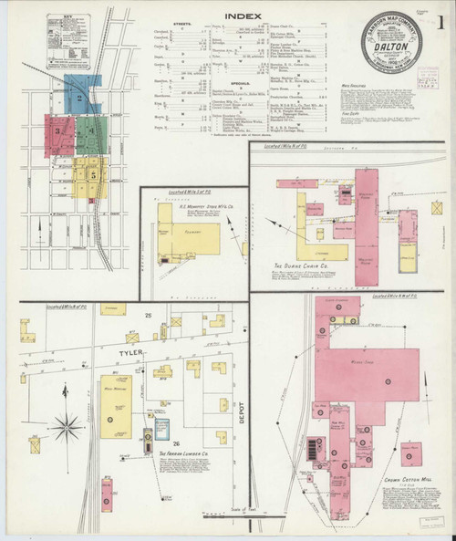 Dalton Georgia 1908 - Fire Insurance Index - Old Map Reprint