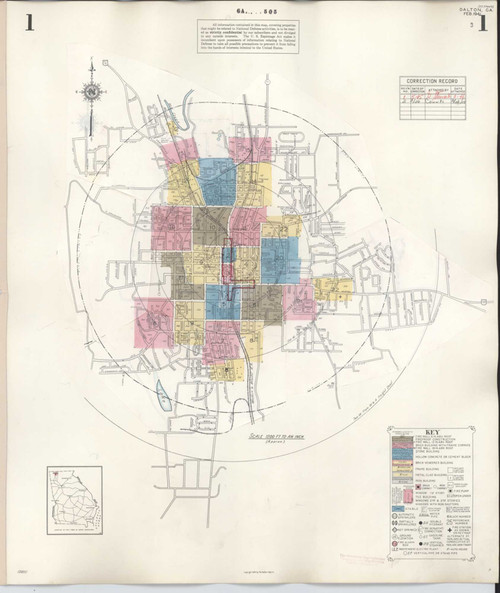 Dalton Georgia 1950 - Fire Insurance Index - Old Map Reprint