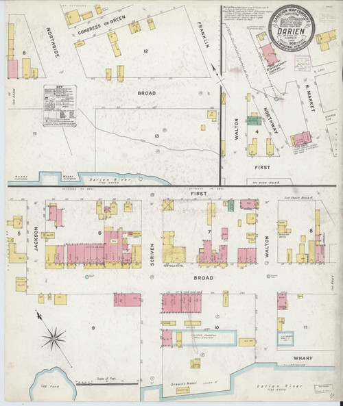 Darien Georgia 1908 - Fire Insurance Index - Old Map Reprint