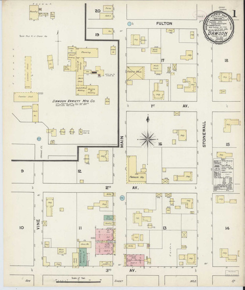 Dawson Georgia 1890 - Fire Insurance Index - Old Map Reprint