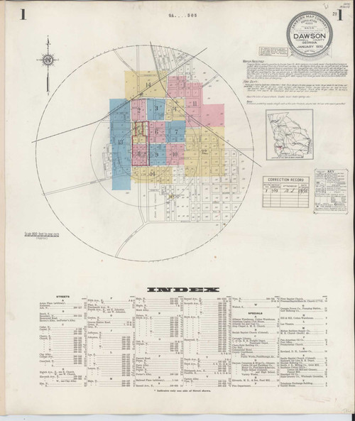 Dawson Georgia 1943 - Fire Insurance Index - Old Map Reprint