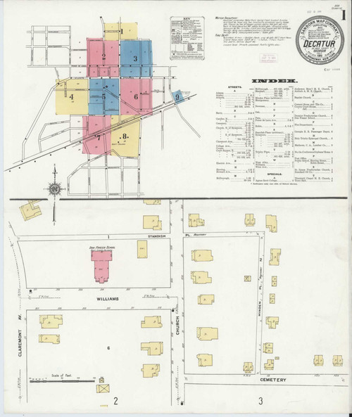 Decatur Georgia 1911 - Fire Insurance Index - Old Map Reprint