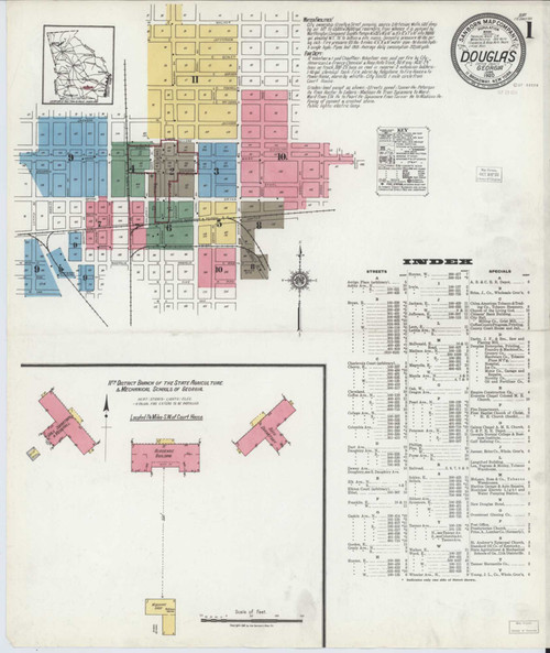 Douglas Georgia 1920 - Fire Insurance Index - Old Map Reprint