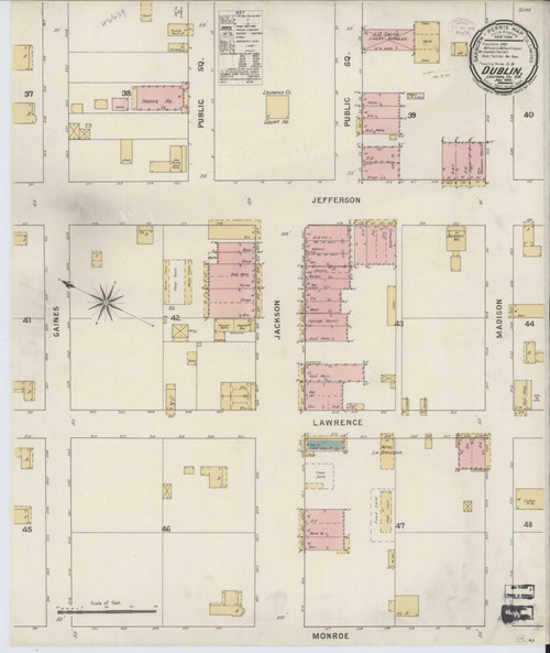 Dublin Georgia 1885 - Fire Insurance Index - Old Map Reprint