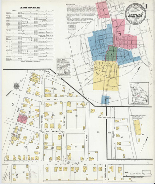 Eastman Georgia 1918 - Fire Insurance Index - Old Map Reprint