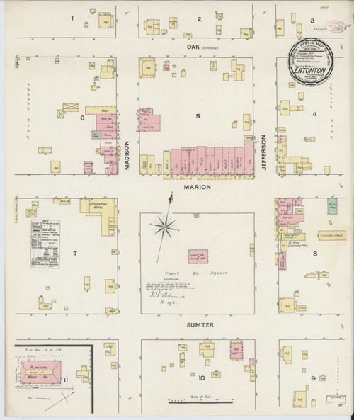 Eatonton Georgia 1890 - Fire Insurance Index - Old Map Reprint